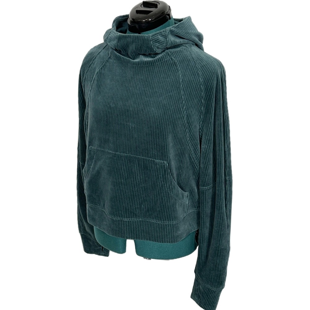 Lululemon Scuba Oversized Hoodie Velvet Corduroy XS/S Storm Teal Velour W3HEHS